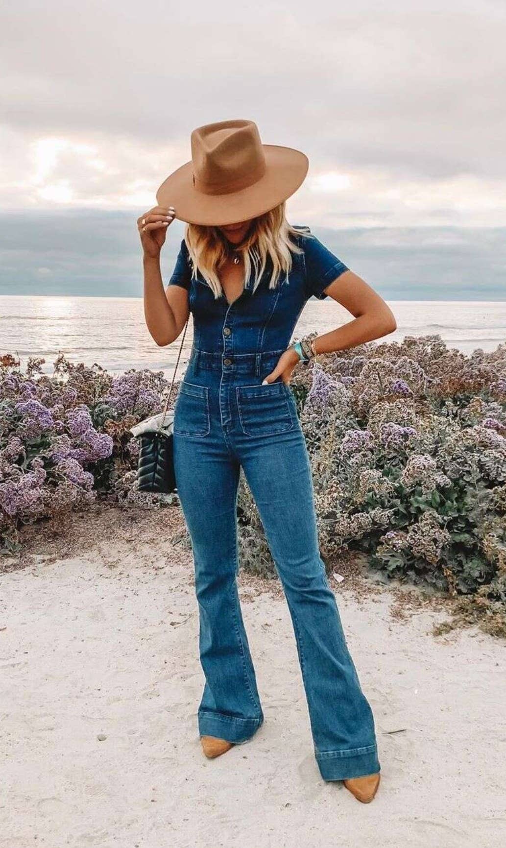 Bellbottom Denim Jumpsuit