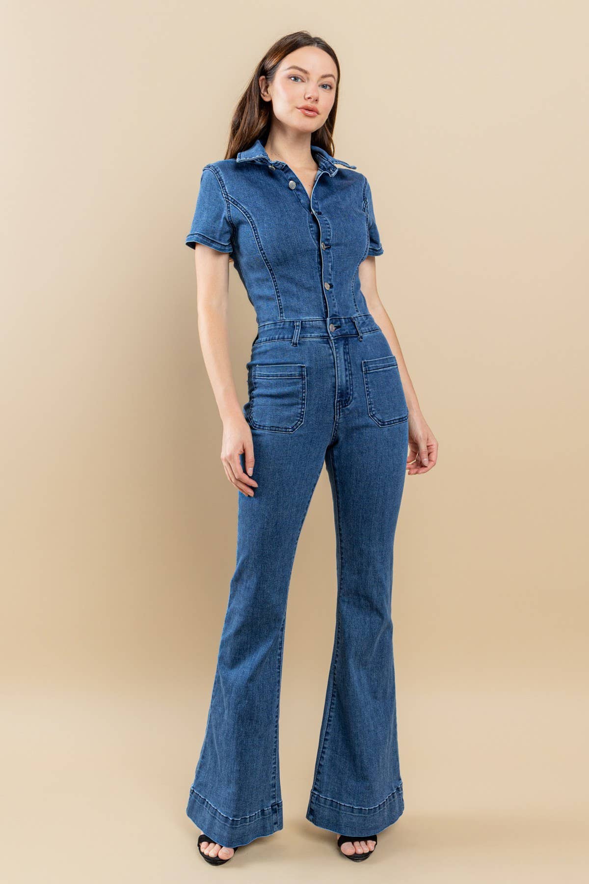 Bellbottom Denim Jumpsuit