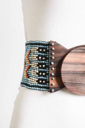 Wide Tribal Pattern Bead Belt