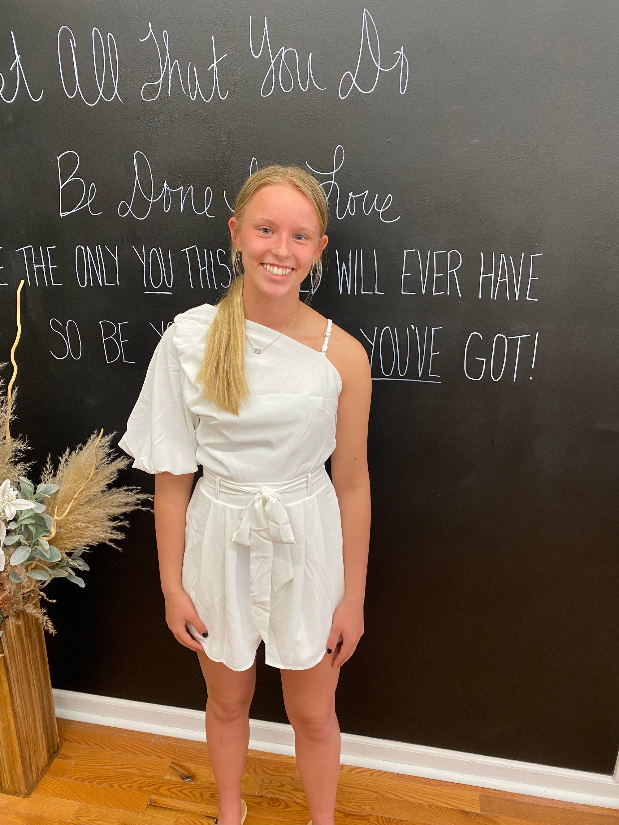 White One Sleeve Tie Romper